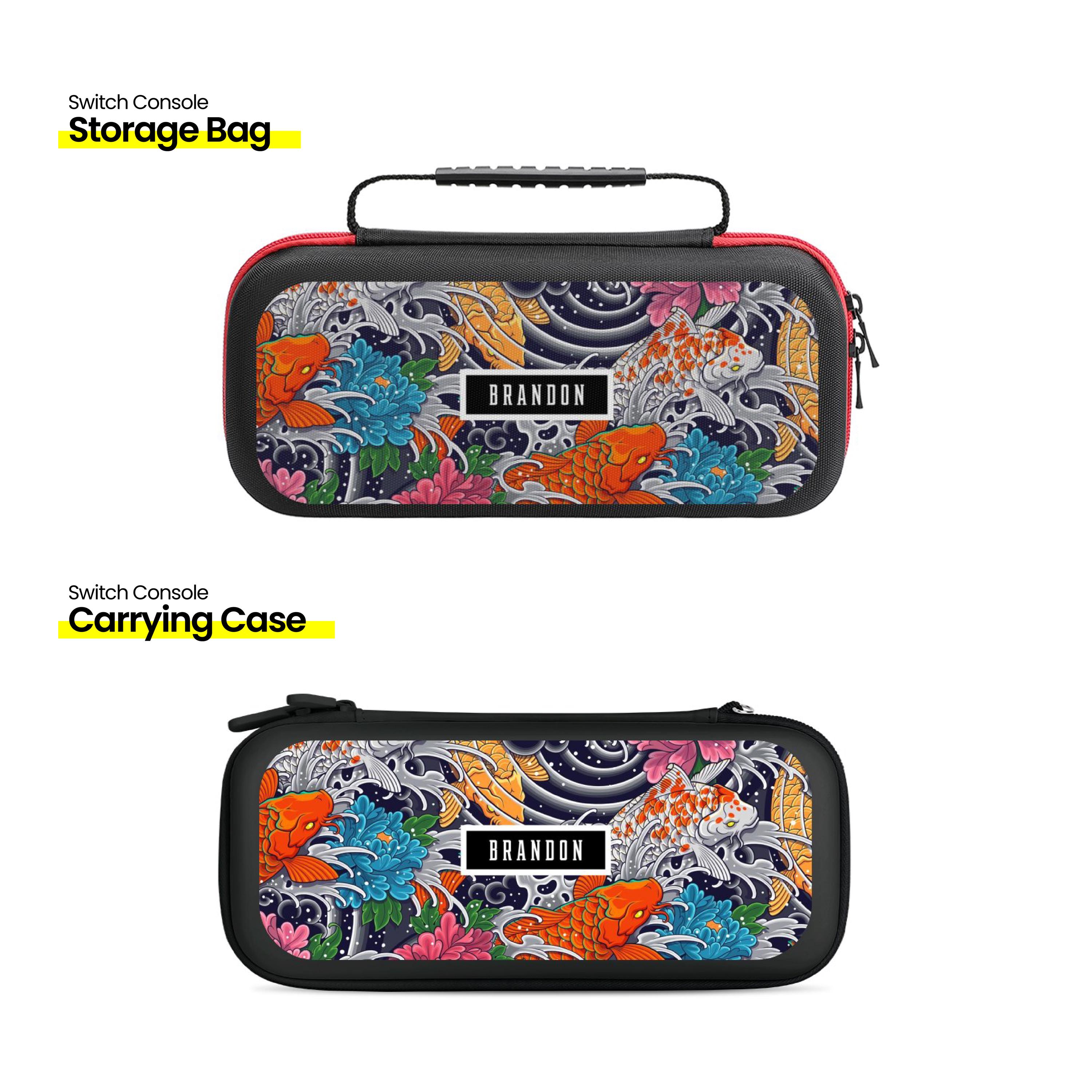 Personalized Switch Carrying Case Koi Fish Japanese Tattoo Storage