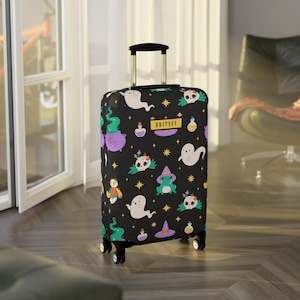 Halloween Bagagehoes Kofferbeschermer Leuke Hekserij Voodoo Magisch Patroon Gepersonaliseerde Naam Aangepast Cadeau Voor Kinderen Jongens Meisjes Vrouwen Mannen