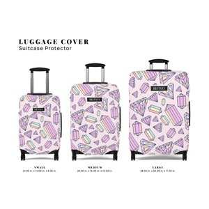 Roze Diamant Bagagehoes Kofferbeschermer Girly Retro Pastelpatroon Gepersonaliseerde Naam Aanpassen Cadeau Voor Kinderen Jongens Meisjes Vrouwen Mannen