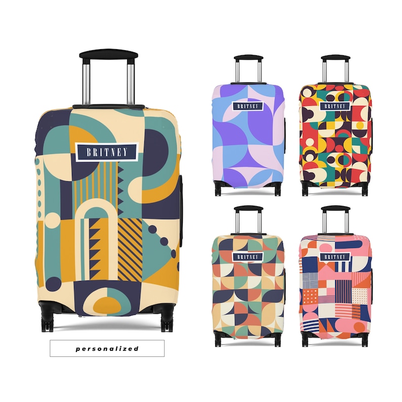 Luggage Cover Pattern Suitcase Cover Luggage Protector Colorful Abstract Geometric Shapes ...