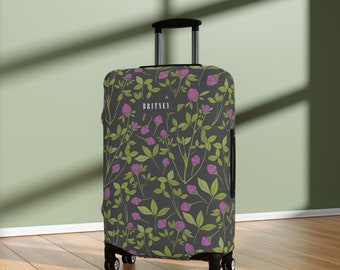 Personalisierte Purple Clover Floral Gepäckabdeckung: Benutzerdefinierter botanischer Koffer