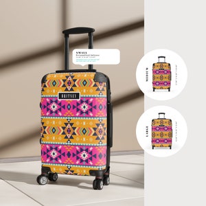 Personalized Suitcase Luggage Cabin Travel Bag Ethnic Southwest Aztec Abstract Geometric Pattern Custom Gift For Kids Boys Girls Women Men