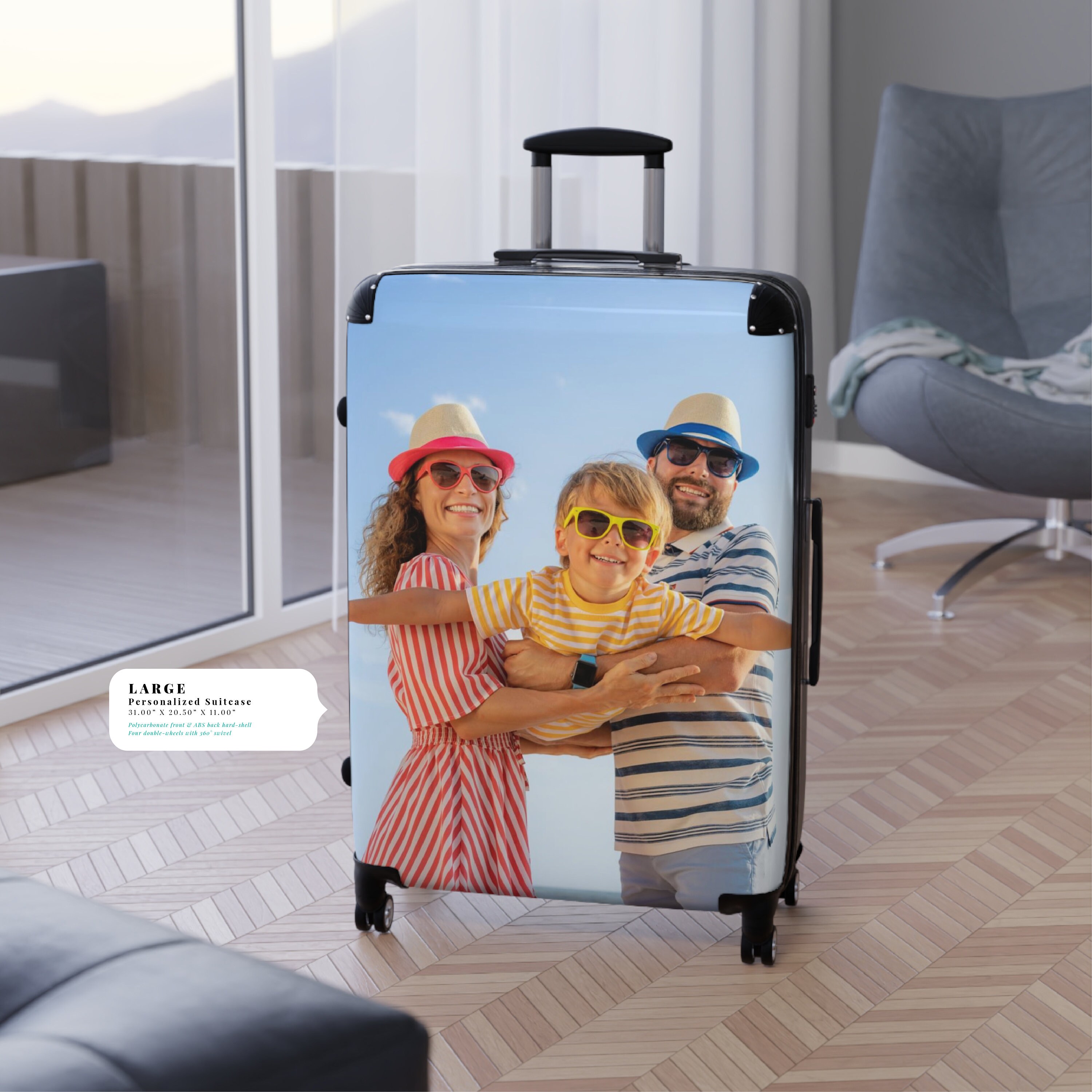 Personalized Suitcase With Wheels: Custom Photo/logo Travel Bag - Etsy