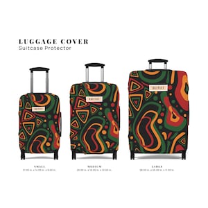 Afrikaanse bagagehoes kofferbeschermer Tribal Zwart Rood Groen Geel Patroon Gepersonaliseerde naam Aangepast cadeau voor kinderen jongens meisjes vrouwen mannen