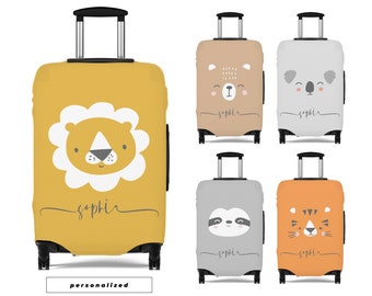 Suitcase Cover Luggage Protector Cute Animal Cartoon Faces Hand