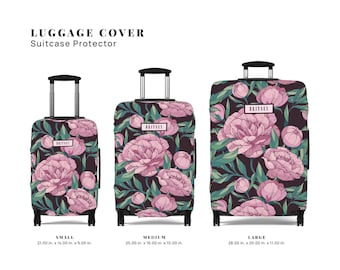 Personalisierte Pink Peony Gepäckabdeckung: Floraler Reisekofferschutz