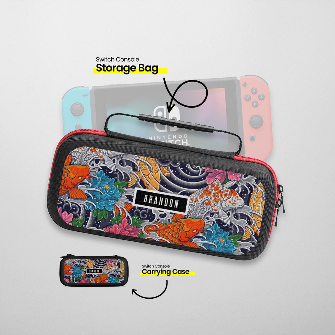 Personalized Switch Carrying Case Koi Fish Japanese Tattoo Storage