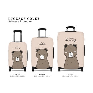 Beer Bagagehoes Kofferbeschermer Leuke bruine teddybeer Cartoon gepersonaliseerde naam Aangepast reiscadeau voor kinderen jongens meisjes vrouwen heren