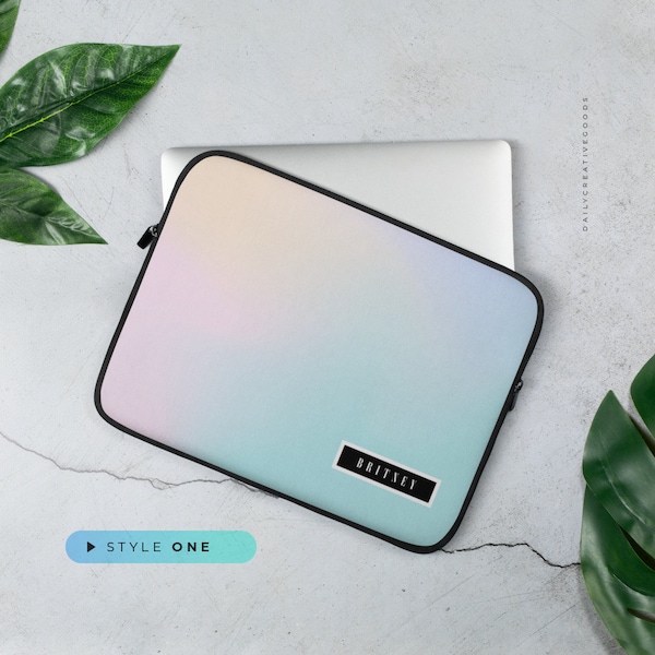 Holographic Rainbow Ombré Laptop Sleeve | Custom Name MacBook Sleeve | Laptop Case | Laptop Cover | 12inch 13inch 15inch | MacBook Cover