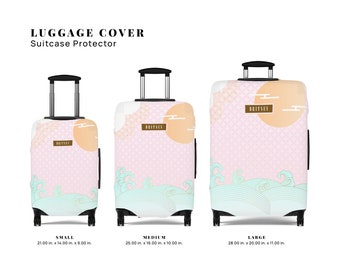 Wave Gepäckabdeckung: Personalisierter japanischer Ocean Pink Kofferschutz