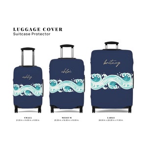 Japanse Golf Bagagehoes Kofferbeschermer Esthetisch Oosters Oceaan Water Gepersonaliseerde naam Aanpassen Cadeau voor kinderen jongens meisjes vrouwen heren