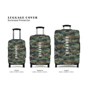 Camo Bagagehoes Kofferbeschermer Groen Camouflage Militair Leger Patroon Gepersonaliseerde naam Aanpassen Cadeau voor kinderen jongens meisjes vrouwen mannen