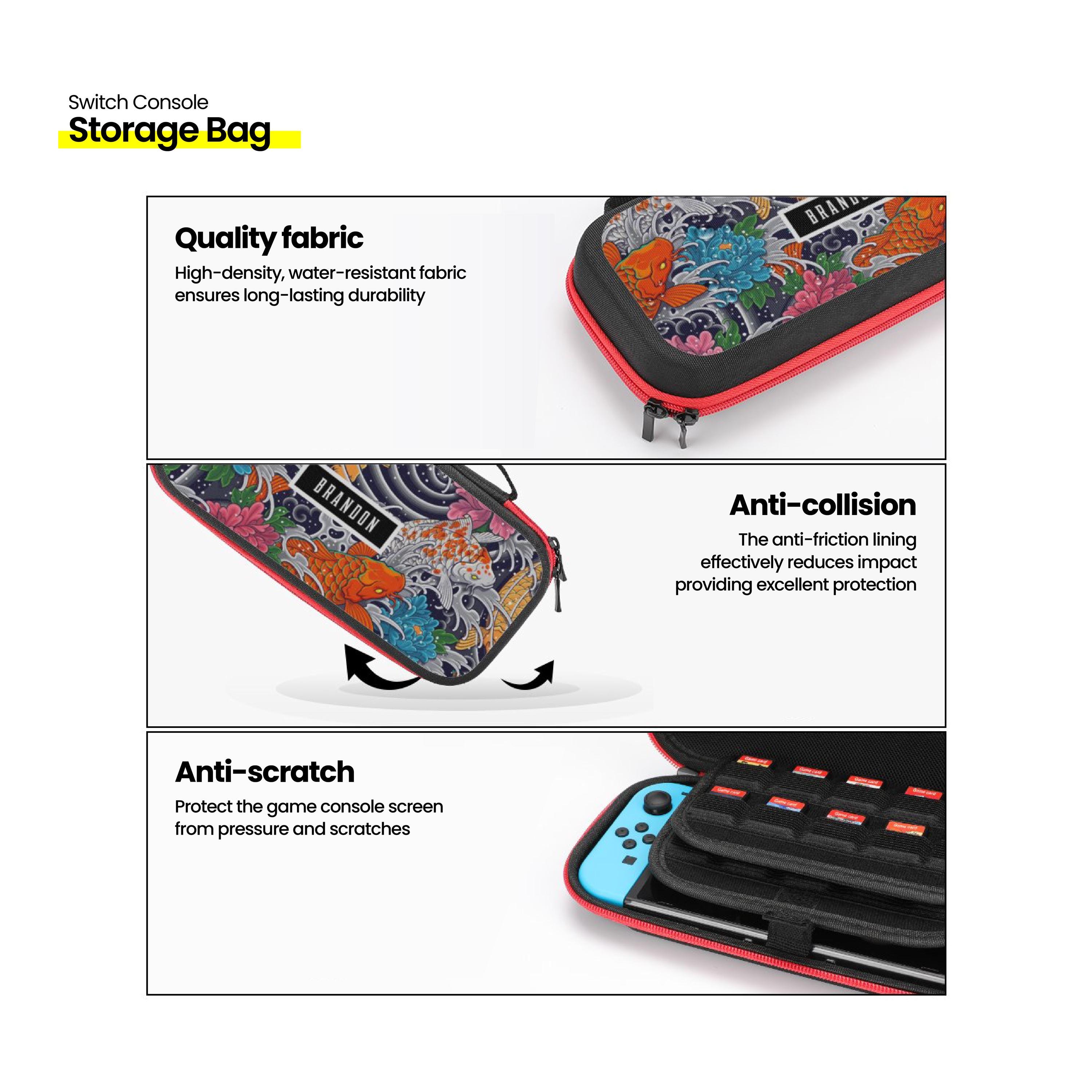 Personalized Switch Carrying Case Koi Fish Japanese Tattoo Storage