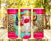 Bull Skull Sublimation, Straight Tapered, PNG Sublimation, Bull Floral Digital File, Cow Digital Design, 20 oz Skinny Tumble, Bull Skull