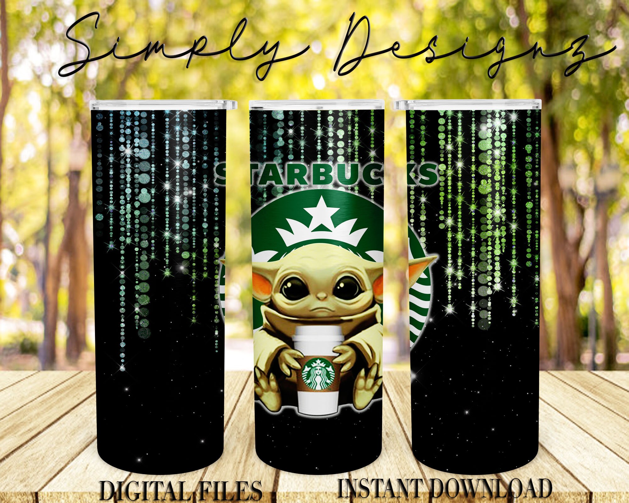 Baby Yoda Tumbler Straight & Tapered PNG Glitter Etsy