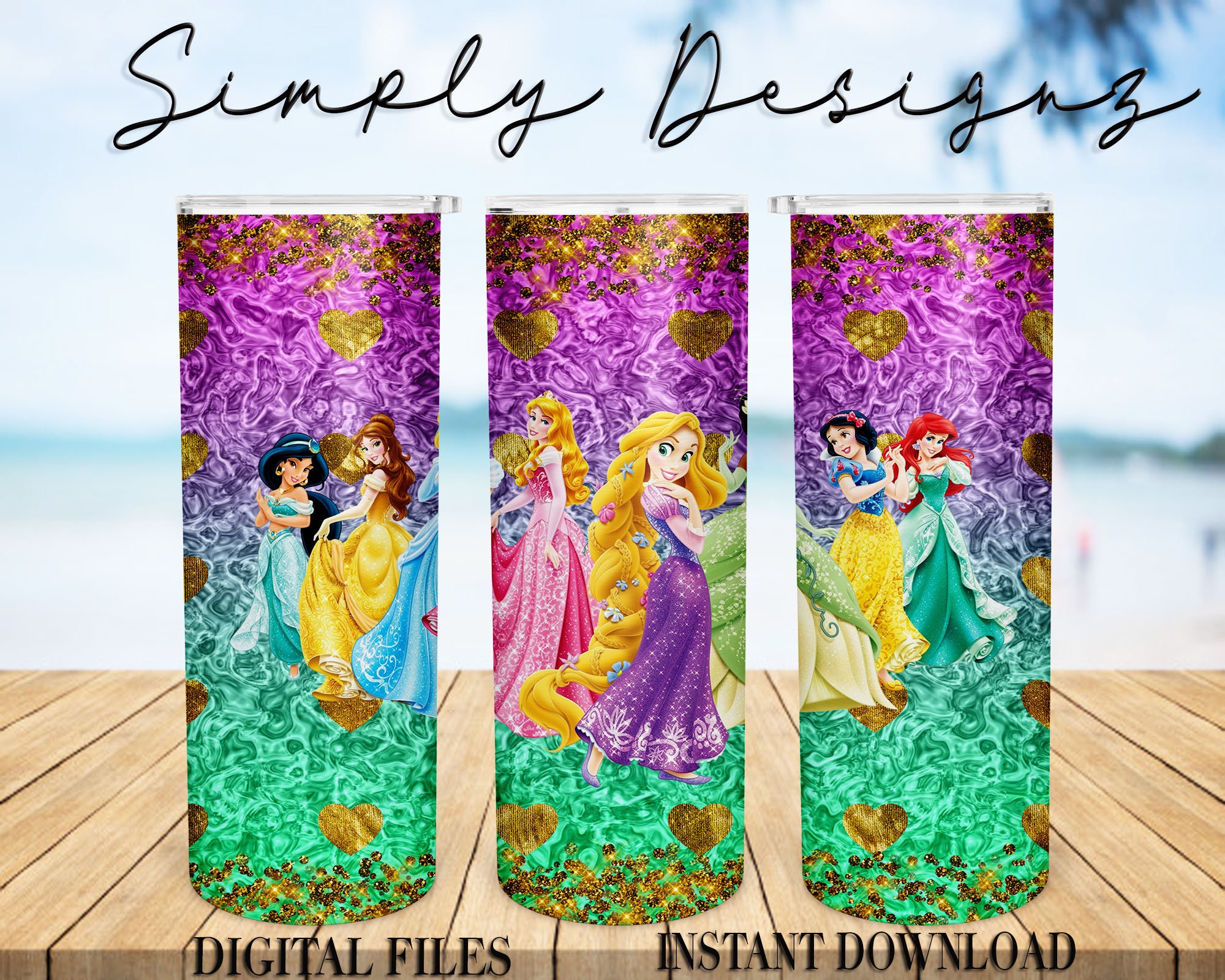 Princess Disney Tumbler Straight/Tapered PNG Sublimation Etsy