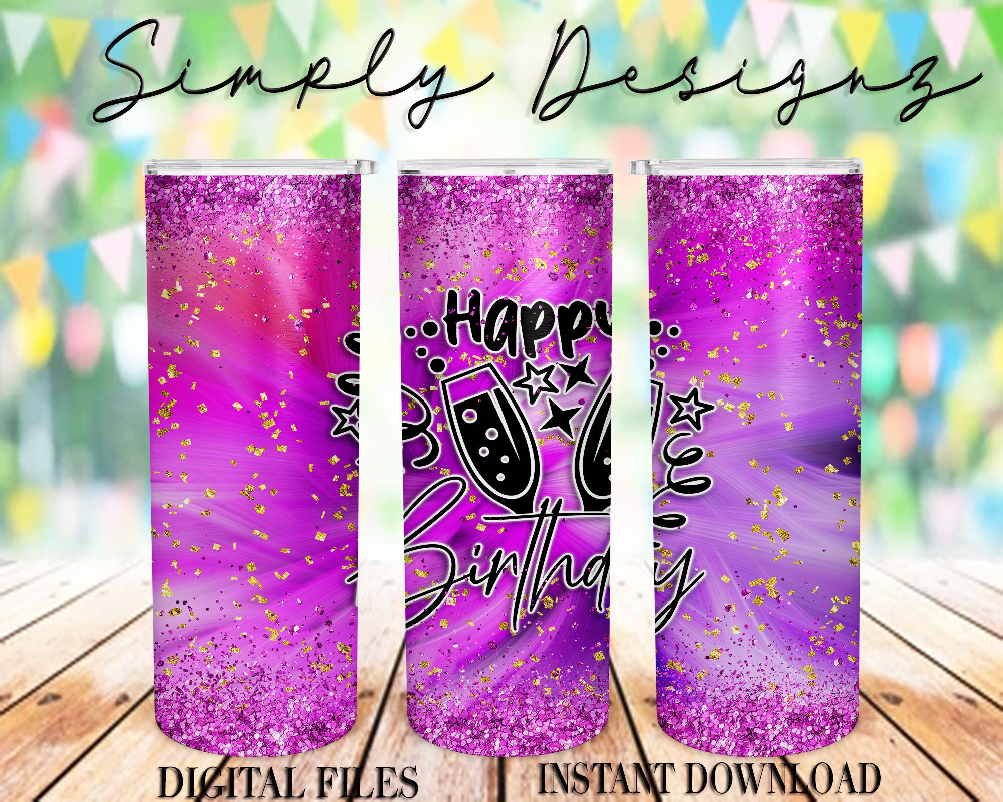 Glitter Birthday Tumbler Straight /Tapered Happy Birthday Etsy