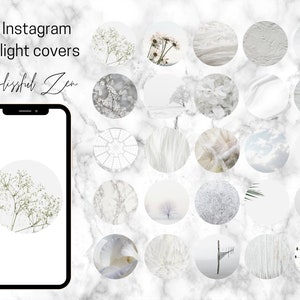 25 Blissful Serene Zen White Instagram Theme Highlight Covers | Social Icons | Social Media Highlights
