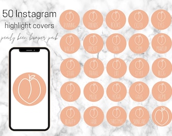 50 Peachy Keen Bumper Pack Icons for Your Instagram Highlights - Perfect for Bloggers & Influencers.
