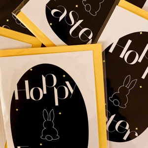 Frohe Ostern Karte, Osterhasenkarte, Osterzeit Grußkarte, Bunny lineart