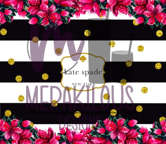 Seamless Kate Spade Inspired Instant DIGITAL DOWNLOAD 20oz Straight  Sublimation Tumbler PNG Wrap Floral Gold ThickStripes Dots Faux Glitter