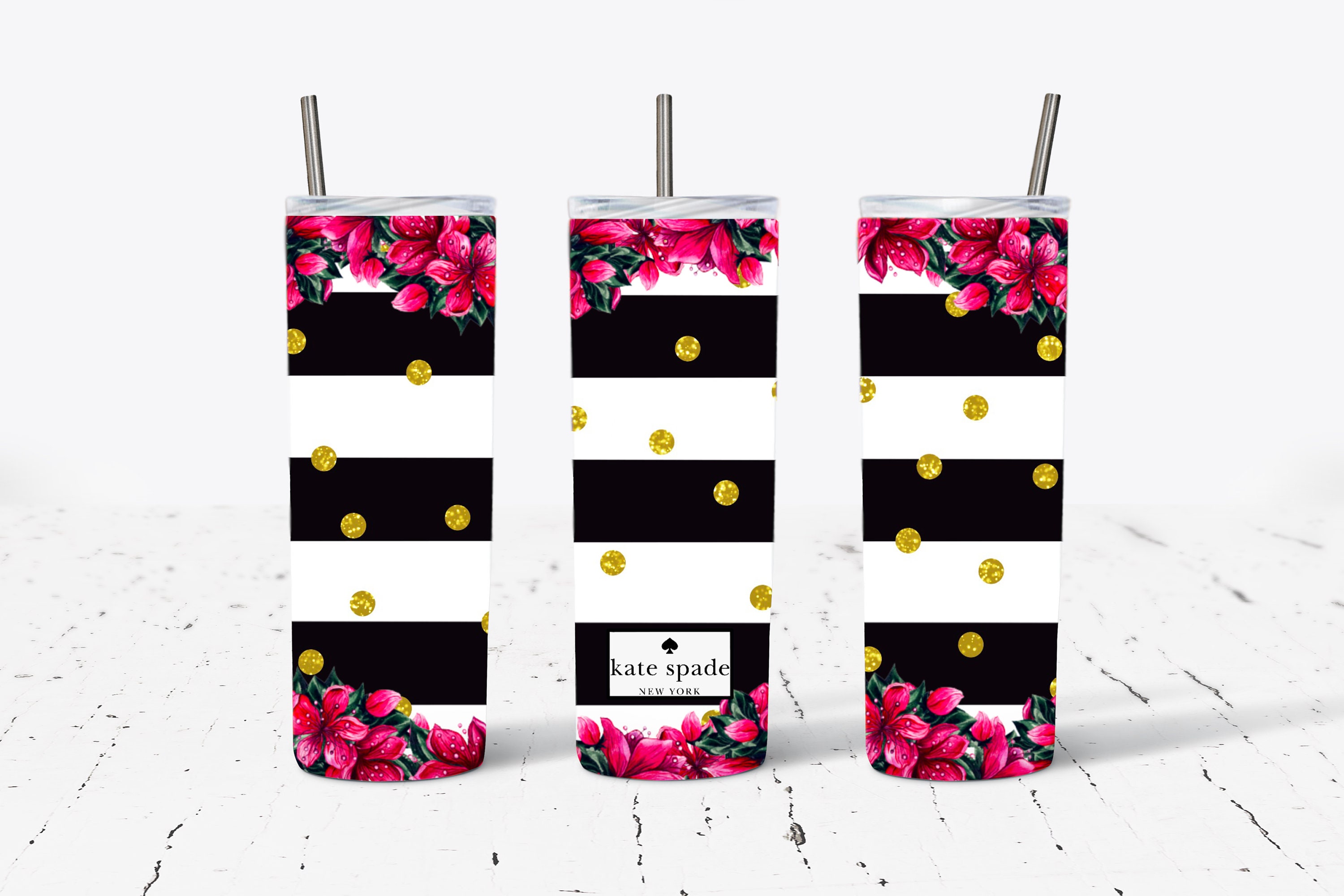 Kate Spade Inspired Floral Sublimation Tumbler Personalized - Etsy