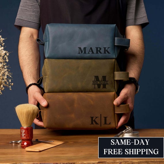 Borsa da toilette in pelle personalizzata, regalo di laurea per