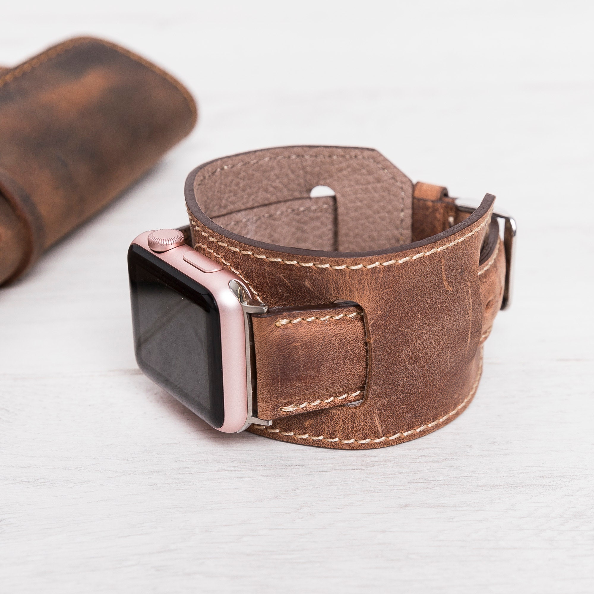 Cuff Leather Apple Watch Band 38mm Apple Watch Bracelet 40mm Etsy