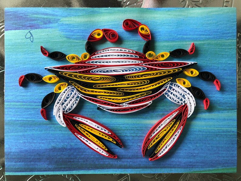 Framed Quilled Maryland Blue Crab made in the Colors of the Maryland State Flag