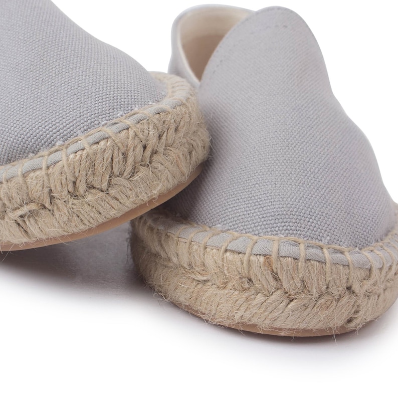 Free Shipping Authentic Espadrilles for Women Mila Sustainable, Eco Friendly, Vegan Canvas Espadrille Flats Grey image 5