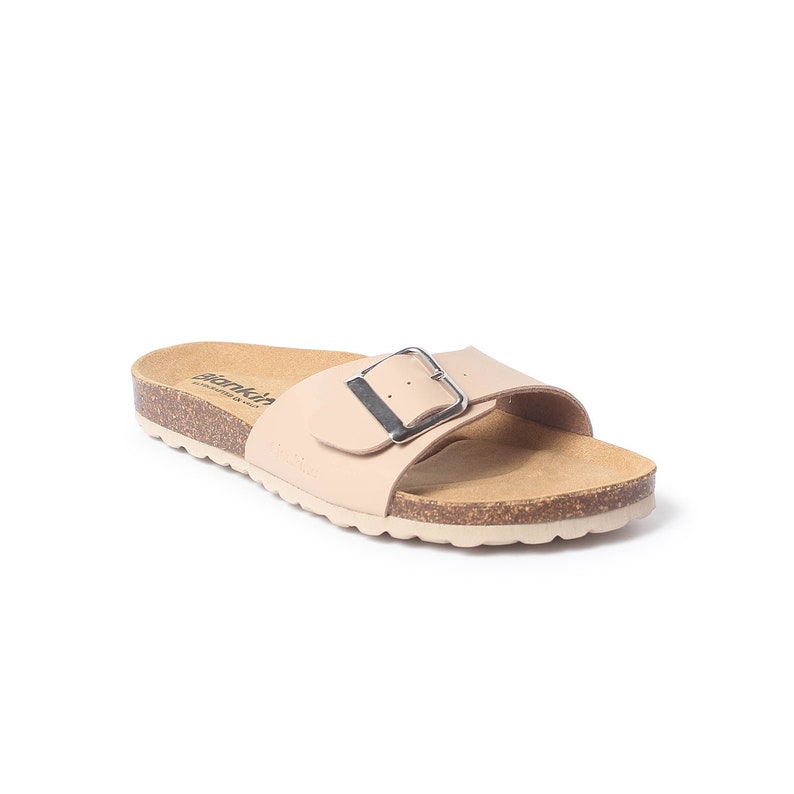 Free Shipping VEGAN Strap Sandals for Summer Cordoba Vegan Leather Slide Cork Sandal Sand Brown image 4
