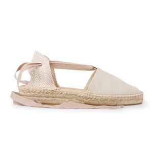 Authentic Espadrilles for Women - Tamarita Eco Canvas Vegan Espadrille Wedges - Beige Tan