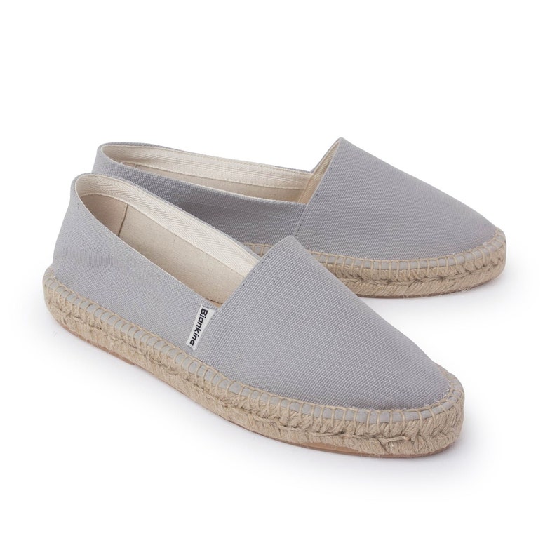 Free Shipping Authentic Espadrilles for Women Mila Sustainable, Eco Friendly, Vegan Canvas Espadrille Flats Grey image 3
