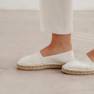 White Vegan Espadrilles: Mila Sustainable Canvas Flats, Handcrafted in Spain