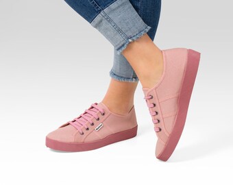 pink canvas trainers
