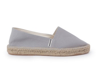 Free Shipping - Authentic Espadrilles for Women - Mila Sustainable, Eco Friendly, Vegan Canvas Espadrille Flats - Grey