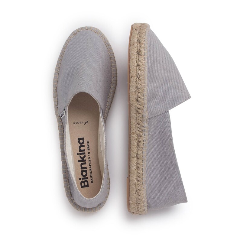 Free Shipping Authentic Espadrilles for Women Mila Sustainable, Eco Friendly, Vegan Canvas Espadrille Flats Grey image 4