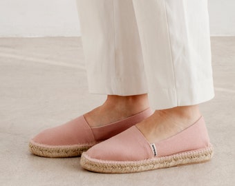 Free Shipping - Authentic Espadrilles for Women - Mila Sustainable, Eco Friendly, Vegan Canvas Espadrille Flats - Pink