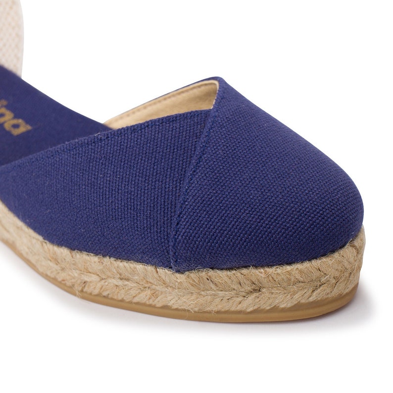 Authentic Spanish Espadrilles for Women VEGAN Girona Eco Canvas Vegan Espadrille Wedges Navy image 5