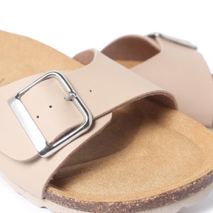 Free Shipping VEGAN Strap Sandals for Summer Cordoba Vegan Leather Slide Cork Sandal Sand Brown image 6