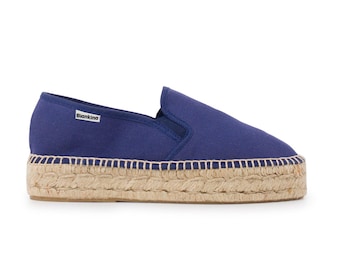 Authentic Espadrilles for Women - Palma Canvas Espadrille Platform Slip On - Navy