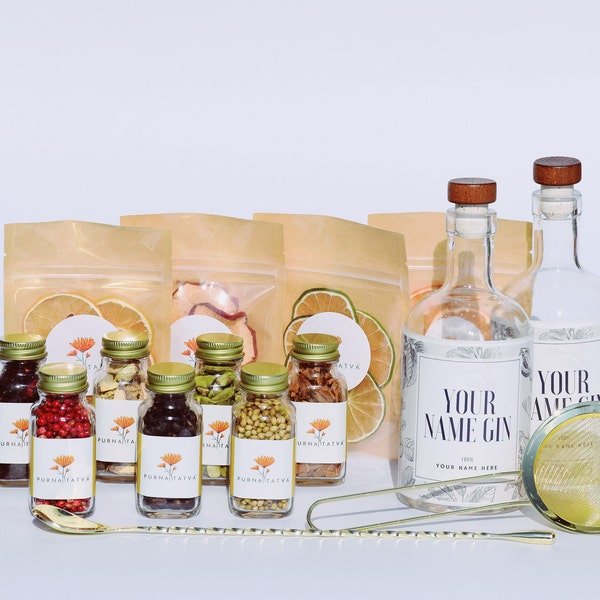 Gifts for him - Gin Infusion kit with herbs, dehydrated fruit  - Ultimate  Luxury Gin Making kit , Personalized Gin  Set, Christmas gift