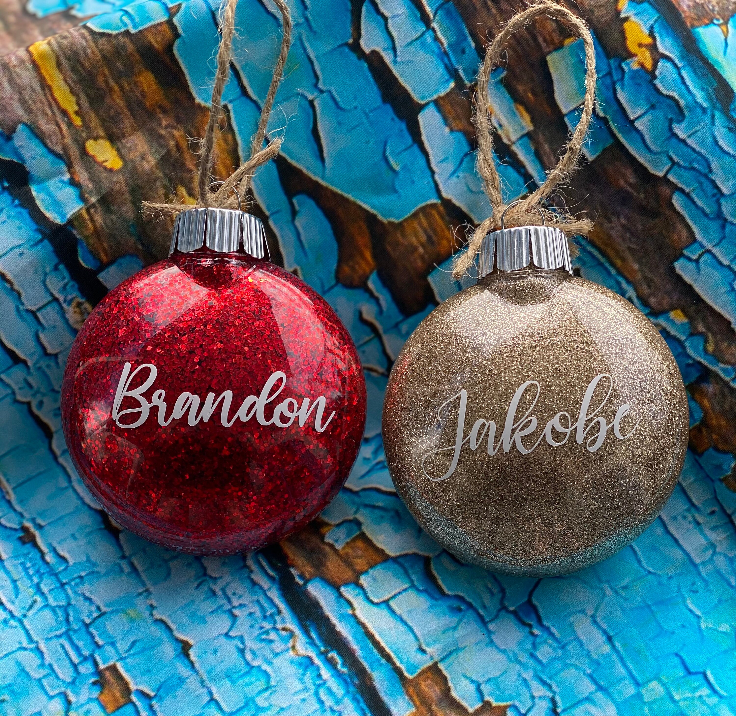 Glitter Ornaments with Custom Name Etsy