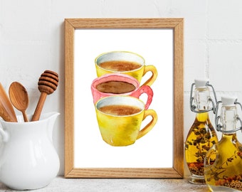 COFFEE ART PRINT | Art for Coffee Lovers | Kitchen Wall Decor | Coffee Nook Art | Digital Download
