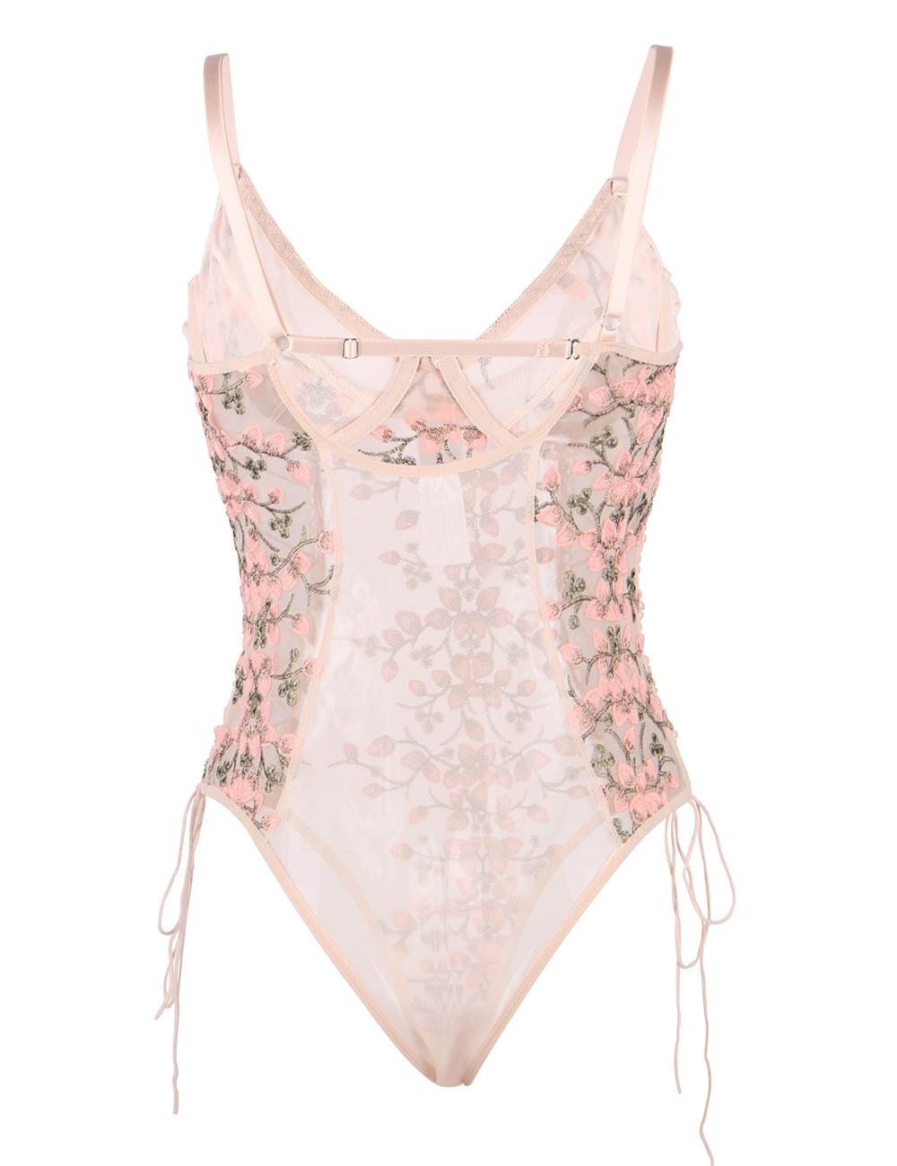 Pink Mesh Embroidery Bodysuit Teddy With Underwire Size XS-4XL - Etsy