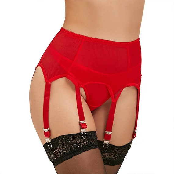 Porte-jarretelles sexy rouge vintage grande taille avec culotte