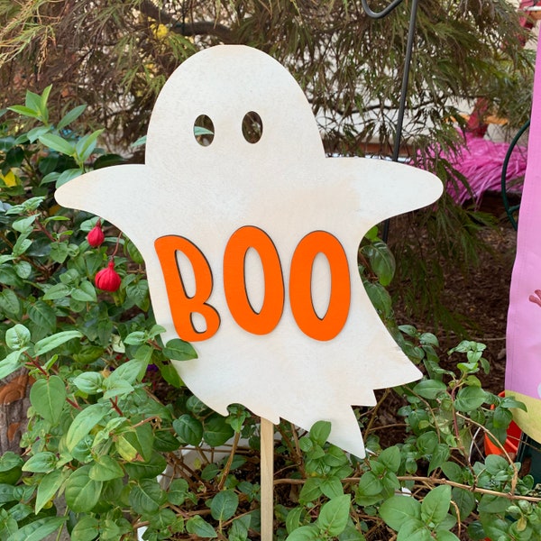 Boo Ghost Garden Stake Door Hanger