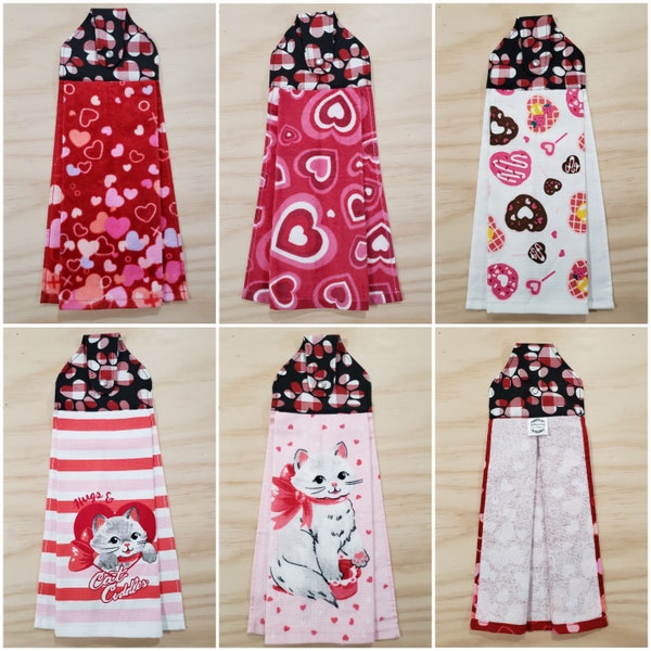 Valentines hanging towels with snap closure, Love hand towels for Bathroom, Kitchen towels for Oven handles, Dish towels, Valentines gift,