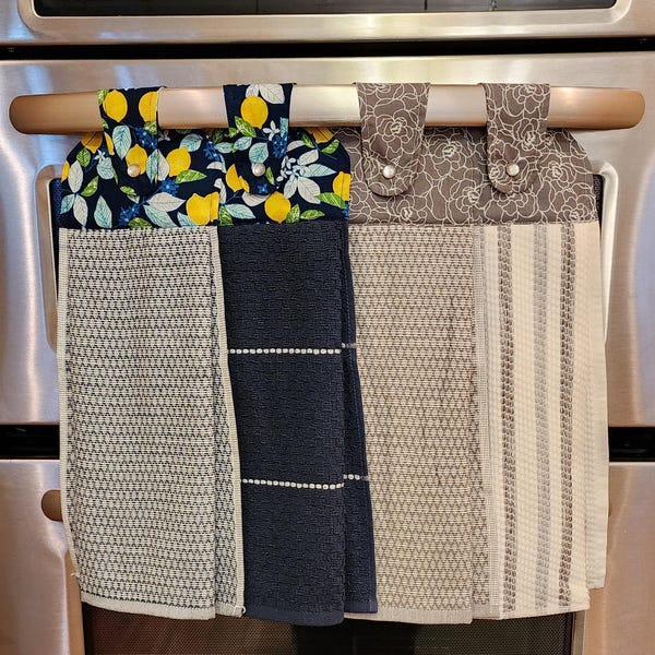 Cotton Hanging Kitchen Towel, with Snap Closure