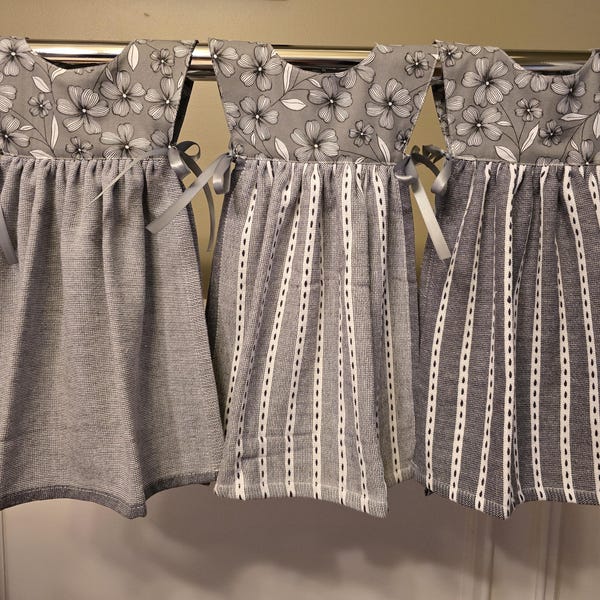 Hanging Kitchen Towel Dress, Cotton Dish Towel with Ribbon